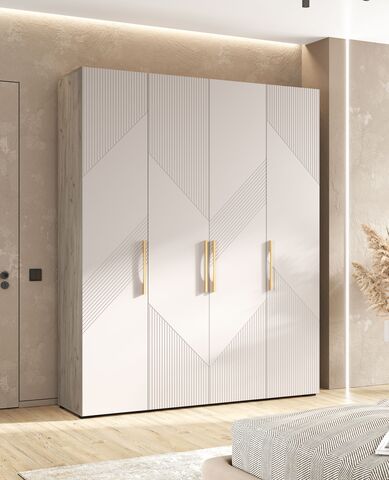 Ирис Шкаф 4-х ств.(1800) (Кашемир, Дуб Крафт серый)