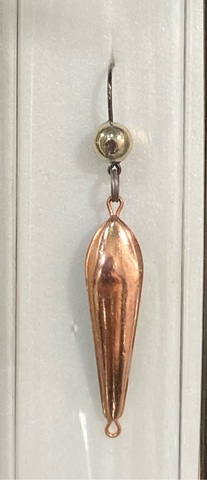 Блесна зимняя с подвесной мормышкой Окунёвая малая цв: Медь (бл.1шт)