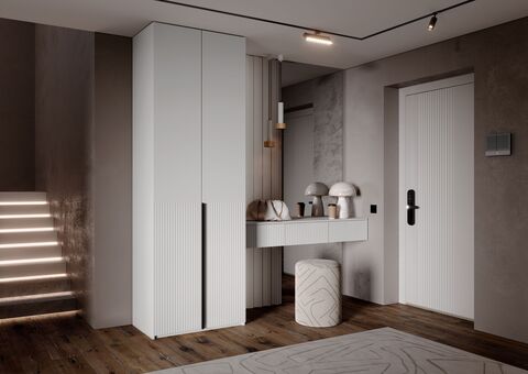 Марвэл Шкаф 2х. ств (доп ящики) и полка косметическая (Браш Вайт, Белый)