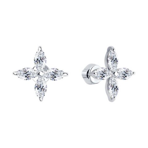 94024819- Серьги-пусеты Victorias из серебра с фианитами огранки маркиз (большие)