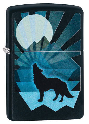 Зажигалка Zippo Wolf and Moon Design с покрытием Black Matte, латунь/сталь, чёрная, матовая, 36x12x56 мм (29864) | Wenger-Victorinox.Ru