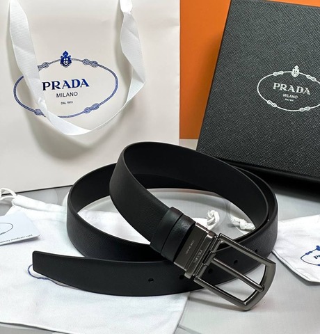 Двухсторонний ремень Prada чёрный/чёрный