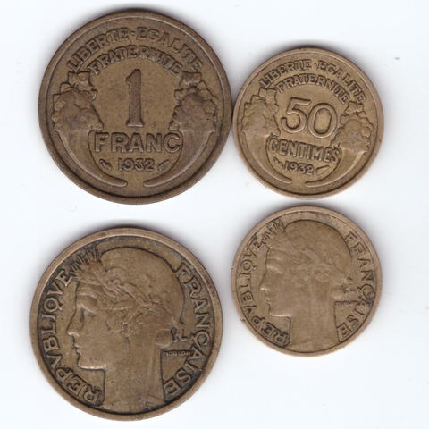 Набор монет Франции 1930-х №1