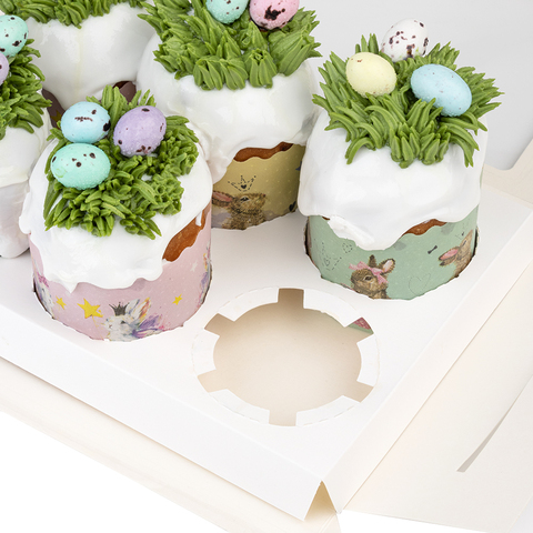Коробка сундучок 17*17*12 см (для 4 капкейков) Белый, с окном