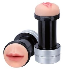 Двусторонний мастурбатор REALSTUFF 2 IN 1 HUMMER MOUTH & VAGINA - ротик и вагина - 