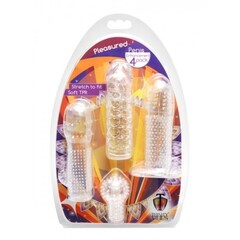 Набор насадок на член Pleasured Penis, прозрачные, 10 см