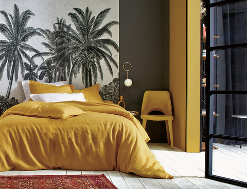 Постельное белье 2 спальное евро Blanc des Vosges Luxor Curry желтое