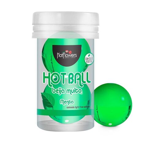 Лубрикант на масляной основе Hot Ball Beija Muito с ароматом мяты (2 шарика по 3 гр.) - HotFlowers HC585