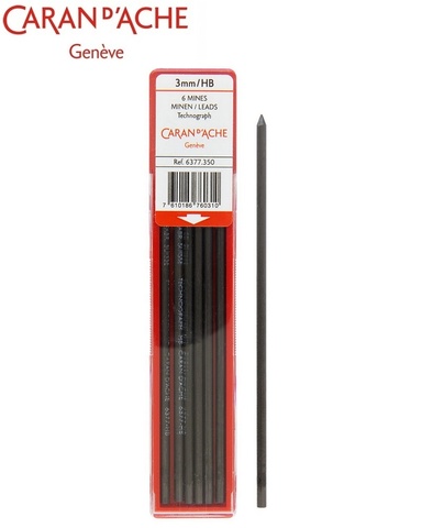 Грифели Caran d’Ache Technograph для Fixpencil, 3,00 mm, 6 штук, HB (6377.350)