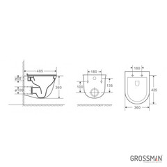 Унитаз подвесной с тонкой крышкой GR-4412S