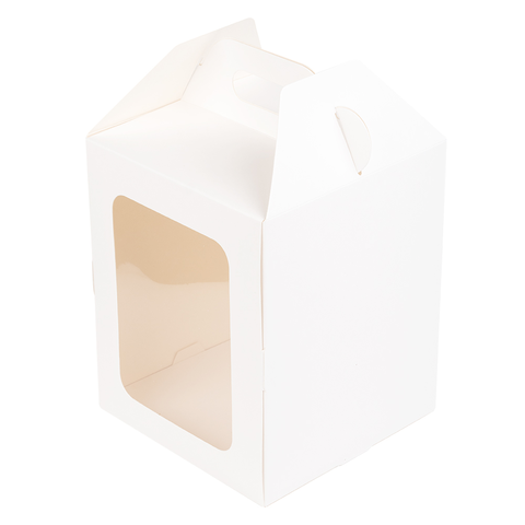 Коробка для кулича с окном (загрузка спереди), белая МГК 16*16*20 см