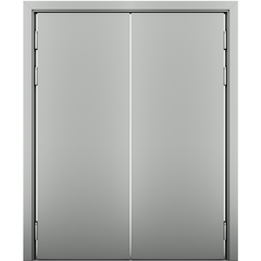 Купить Маятниковая влагостойкая двустворчатая дверь серая глухая