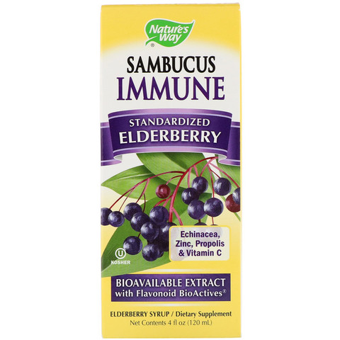 Nature's Way, Sambucus Immune, стандартизированная настойка с бузиной, 120 мл (4 жидких унции)