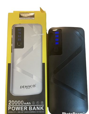 Внешний аккумулятор (Power bank) 3 USB Demaco DKK-007  20000 mAh (черный) с фонариком