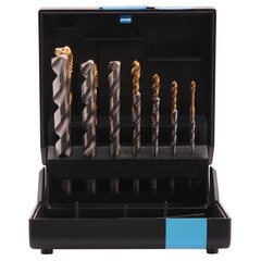 Набор метчиков машинных M3 -M12 HSSE-TiN DIN371/376 (Винт., C/2-3P, R35,+ сверла) 14пр Volkel 47848