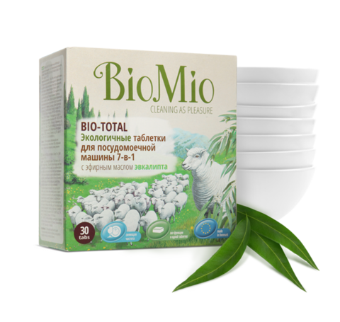 BIO MIO эко-таблетки для посудомоечной машины с эвкалиптом (30шт)