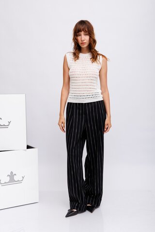 Marc Cain Sports Брюки со льном, шерстью и хлопком в полоску