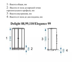 Душевая кабина Domani-Spa Delight Slim 99 900*900*2180 без электрики, низкий поддон, черная стеклянная задняя панель, прозрачное стекло