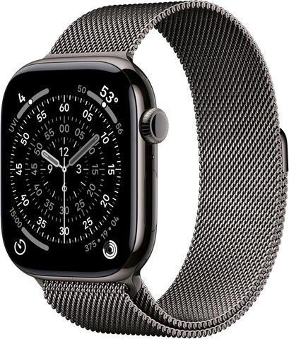 Умные часы Apple Watch Series 11 46 мм из титана серого цвета, миланский сетчатый браслет серого цвета (M/L)