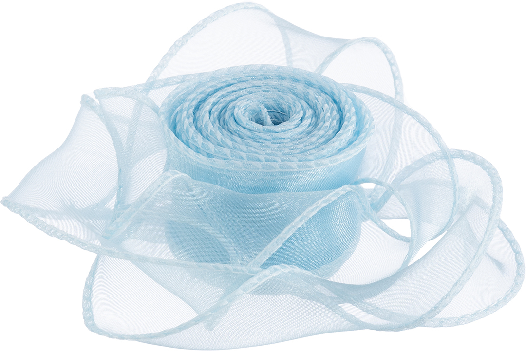 Лента органза с волнистым краем (4см*9,14м), Голубой, 1 шт.