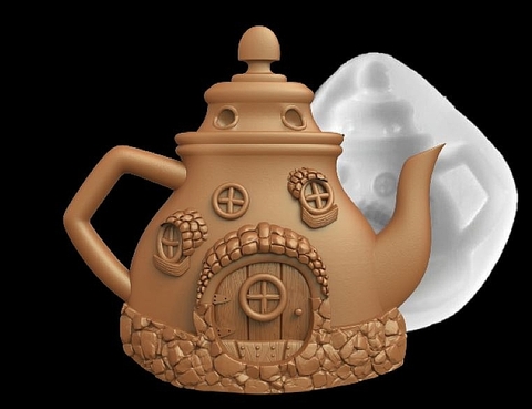 Силиконовый молд № 421 Домик чайник 2 D ( серия домики для гномов и фей)