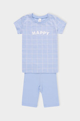 пижама  для девочки  К 1643/небесно-голубой,двойная клетка
