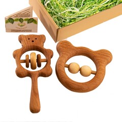 Подарочный набор деревянных погремушек Братец - медвежонок Леснушки