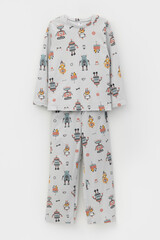 Пижама  для мальчика  К 1635/светло-серый,роботы
