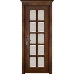 Купить Межкомнатная дверь массив ольхи Лондон 2 античный орех остеклённая