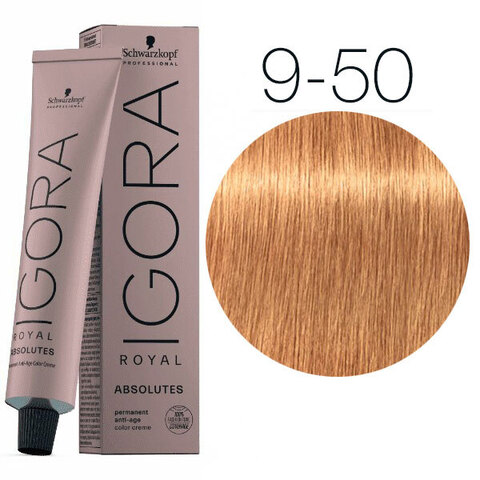 Schwarzkopf Igora Absolutes 9-50 (Блондин золотистый натуральный) - Стойкая крем-краска для окрашивания зрелых волос