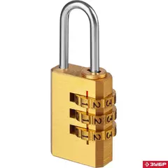 ЗУБР кодовый, 29 х 21 х 10 мм, 3 диска, мини, навесной замок, Профессионал (37118-1)