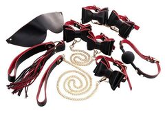 Черно-красный бондажный набор Bow-tie - 