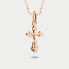 Крест женский православный из розового золота 585 пробы без вставок (арт. ПШ0005)