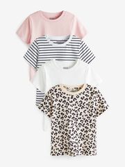 Футболка для девочки Next 729-823, 4 шт., Розовый, Белый, Молочный