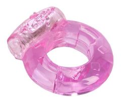 Толстое розовое эрекционное кольцо с вибратором - 