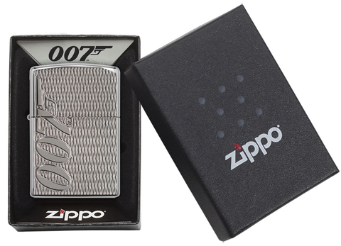 Зажигалка Zippo James Bond, прочный корпус Armor с покрытием High Polish Chrome, латунь/сталь