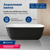Aquanet 95778-MW-MB Ванна FAMILY FINE 1700х780 мм акриловая,слив-перелив, Белый матовый/черный–мат. Black matte (293080)