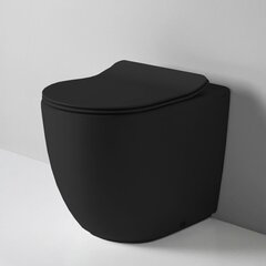 ArtCeram FLV007 17 00 ArtCeram FILE 2.0  Унитаз приставной ТУРБО СМЫВ THE.REEL, слив универсальный 37х52 см, с креплениями,  цвет черный матовый  SANIGLAZE фото