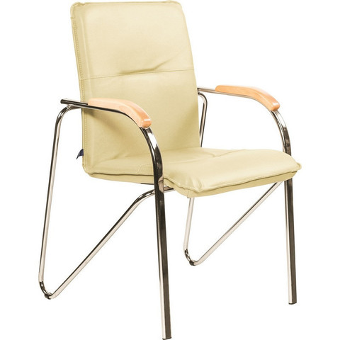 Конференц-кресло Samba светло-бежевый (искусственная кожа/бук/металл хромированный)