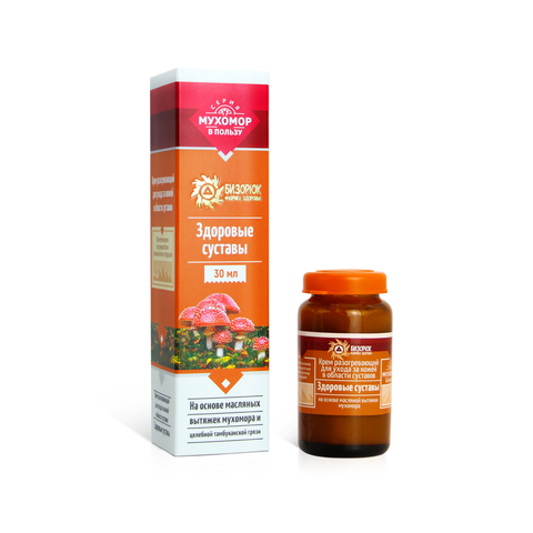 Крем оздоровительный серия "Мухомор" "Здоровые суставы". Стекло 30 мл.