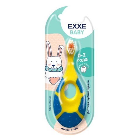 Детская зубная щетка EXXE Baby 0-2 года, синий-желтый