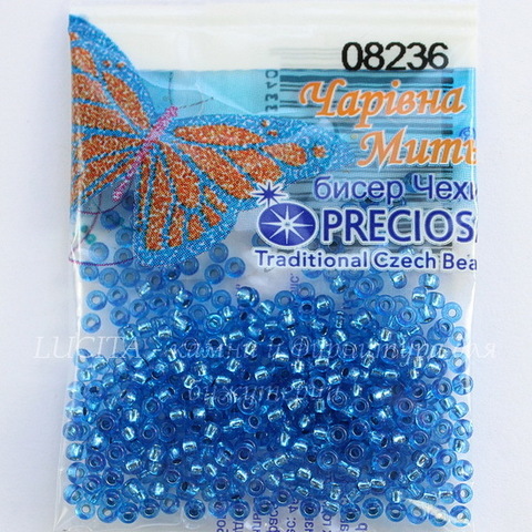 08236 Бисер 10/0 Preciosa Кристалл синий джинсовый с серебряным центром