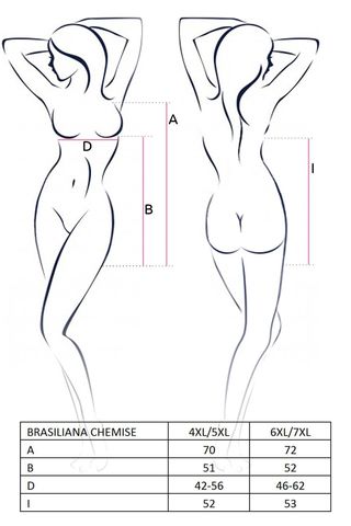 Комплект большого размера Brasiliana Chemise Black Passion Size Plus