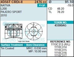 Поршень двигателя TEIKIN 43300AG STD (4шт/упак)