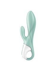 Зеленый вибратор-кролик Satisfyer Air Pump Bunny 5+ с функцией расширения