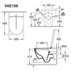 Villeroy&Boch V0E100S0 Унитаз, Villeroy&Boch, Viclean, безободковый (с открытым смывным краем), тип установки-подвесной, ширина, мм-385, глубина, мм-595, высота, мм-360, форма чаши-овальная, выпуск-горизонтальный, сиденье с функцией биде-в комплекте,