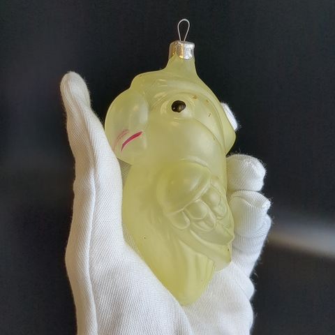 Ёлочная игрушка попугай, стекло, ручная роспись, матовый, подвесная винтажная игрушка СССР 1965-1990 гг