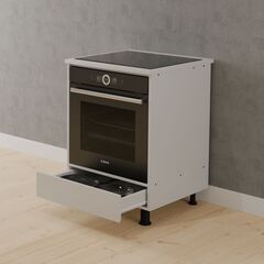 Кухонный модуль напольный под духовой шкаф 60 см Валенсия со столешницей, на ножках, белый