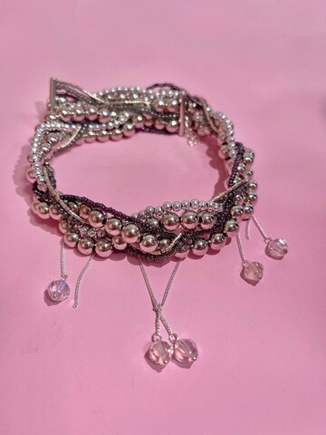 Чокер серебряные бусины тройная коса