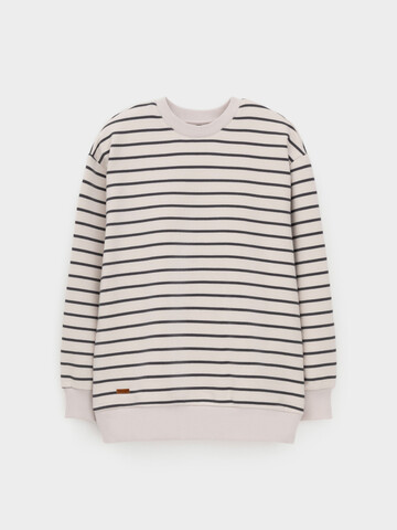 джемпер  для девочки  КР 302873/молочный,тем.серый,полоска к623